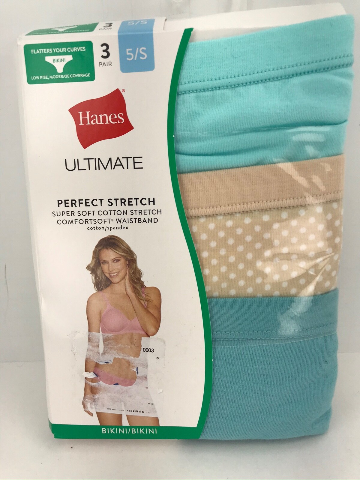 Women’s Hanes Underwear, Teal Bikini 95% Cotton, Size 5, 3 Pack, MSRP $22 💃