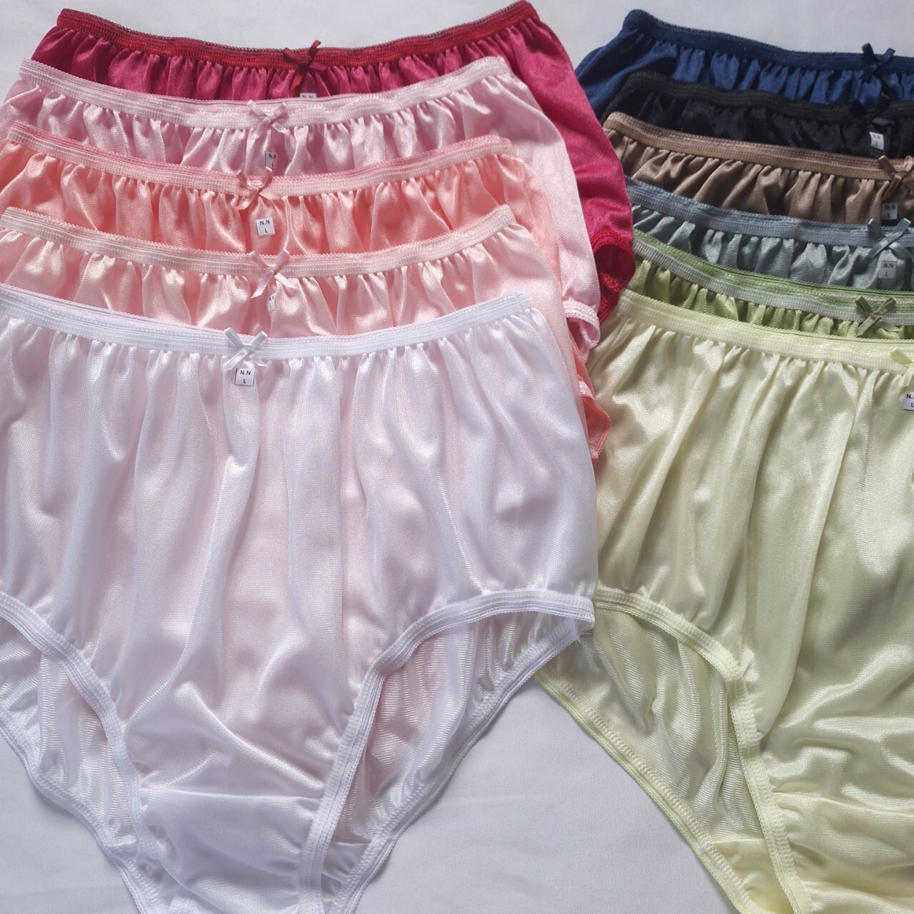16 Panties Underwear Women Light Nylon Silky Soft Briefs High Waist 30-36″Size L