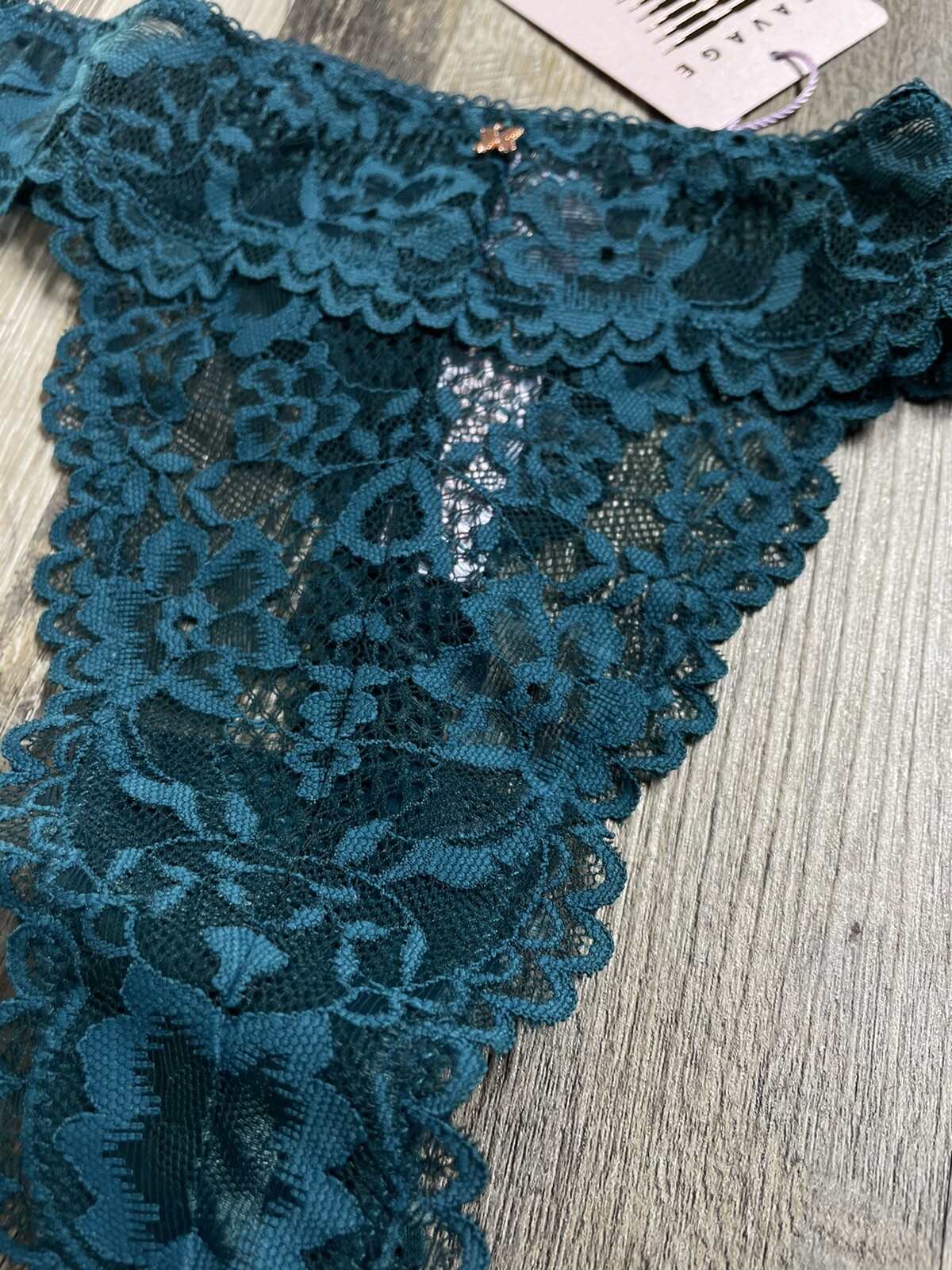 3 PACK! Lot New Savage x FENTY Rihanna Blue Green Sheer Lace Thong MEDIUM Charm