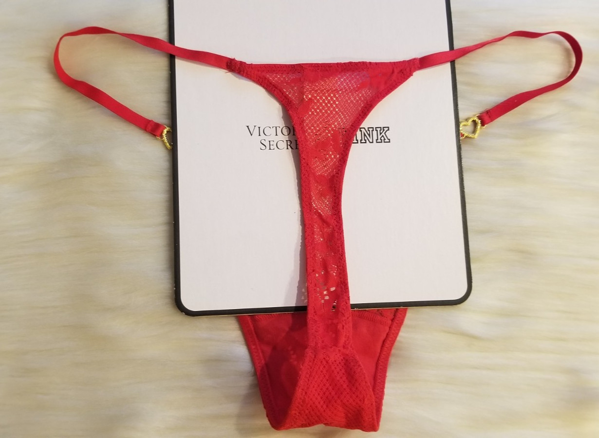 VICTORIA’S SECRET DREAM ANGELS HEART HARDWARE LACE THONG PANTY XL RED NWT