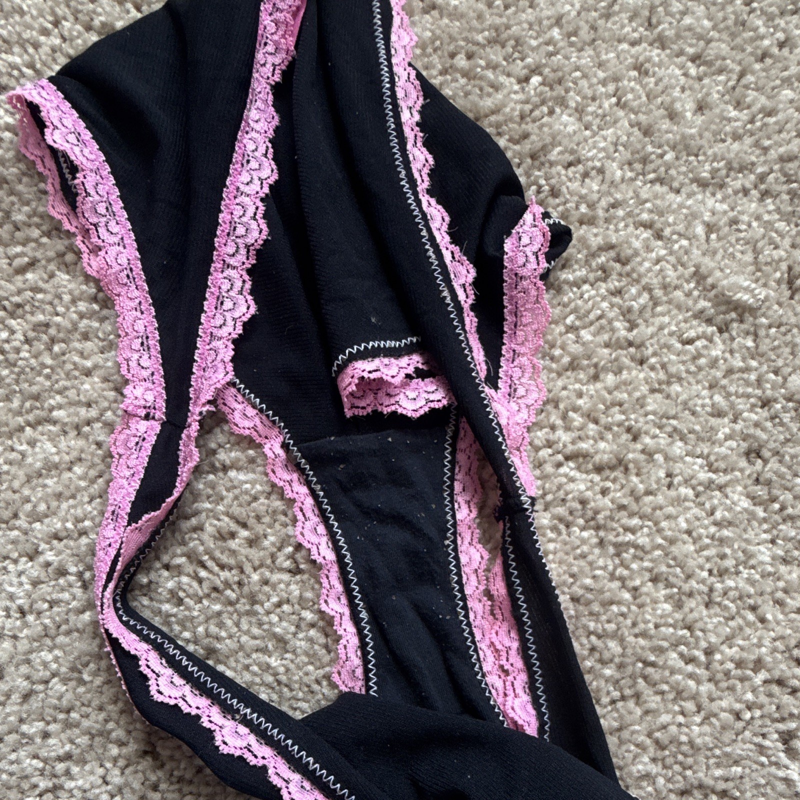 Fruit of the loom Bikini Panties Womens M Black Pink Lace Trim Bow Nylon Spandex