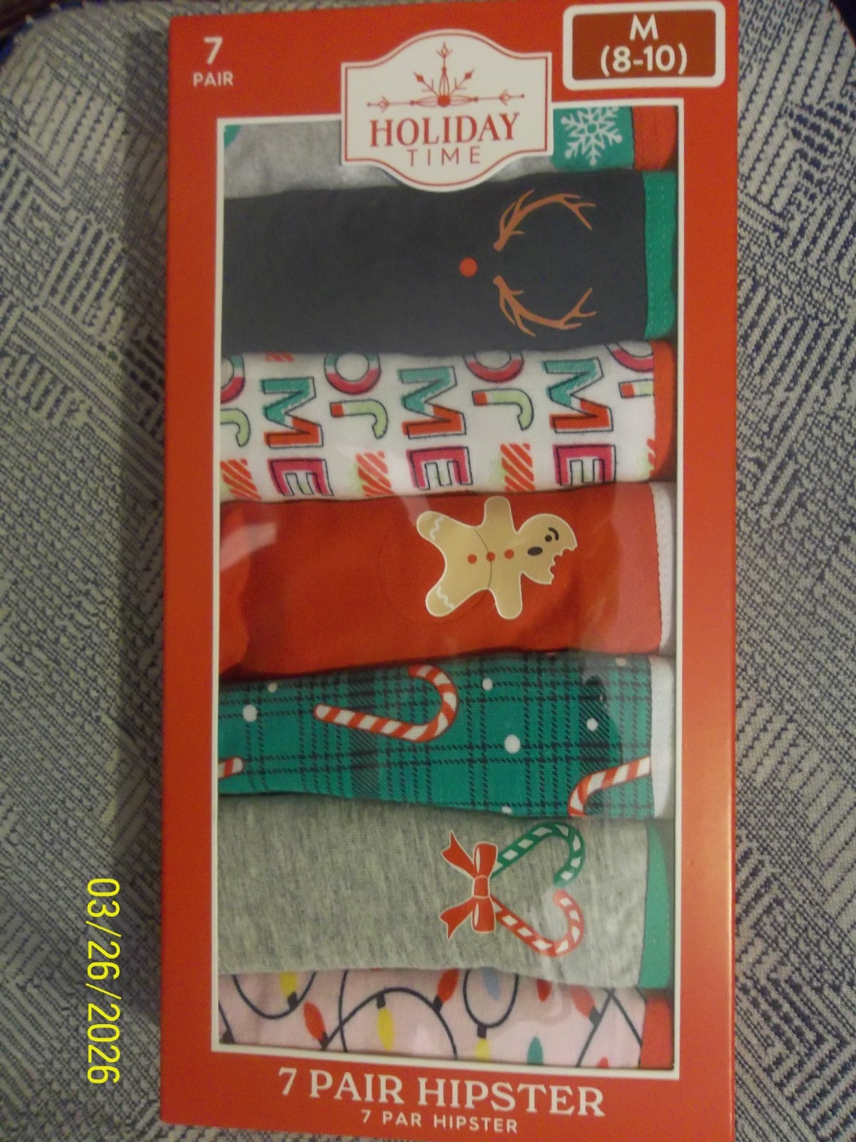 7 PR.~HOLIDAY TIMES~CHRISTMAS THEME~COTTON HIPSTERS~PANTIES – WOMENS SIZE MED