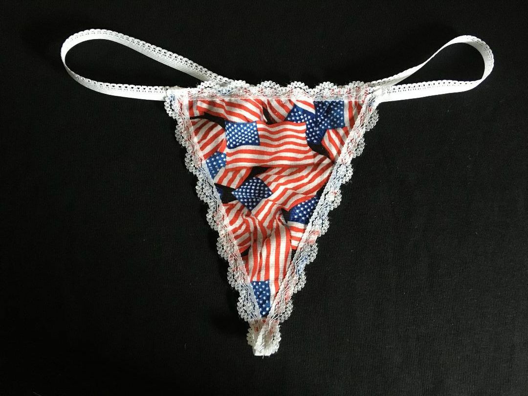 Womens USA AMERICAN FLAG Patriotic 4th of July String Thong Underwear