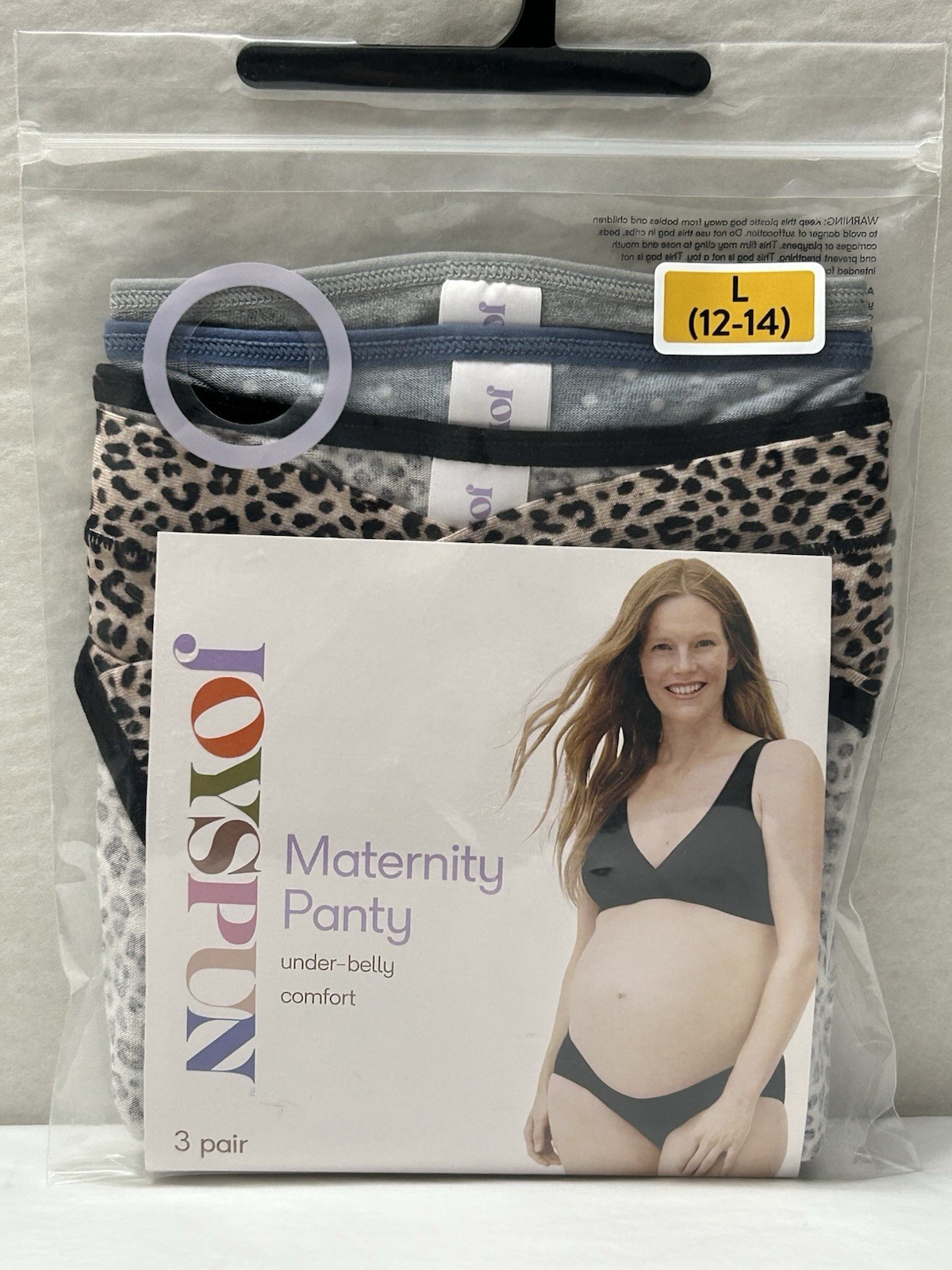New JOYSPUN Maternity Under Belly Panty Underwear 3-Pair Size 12-14 LARGE (D29)