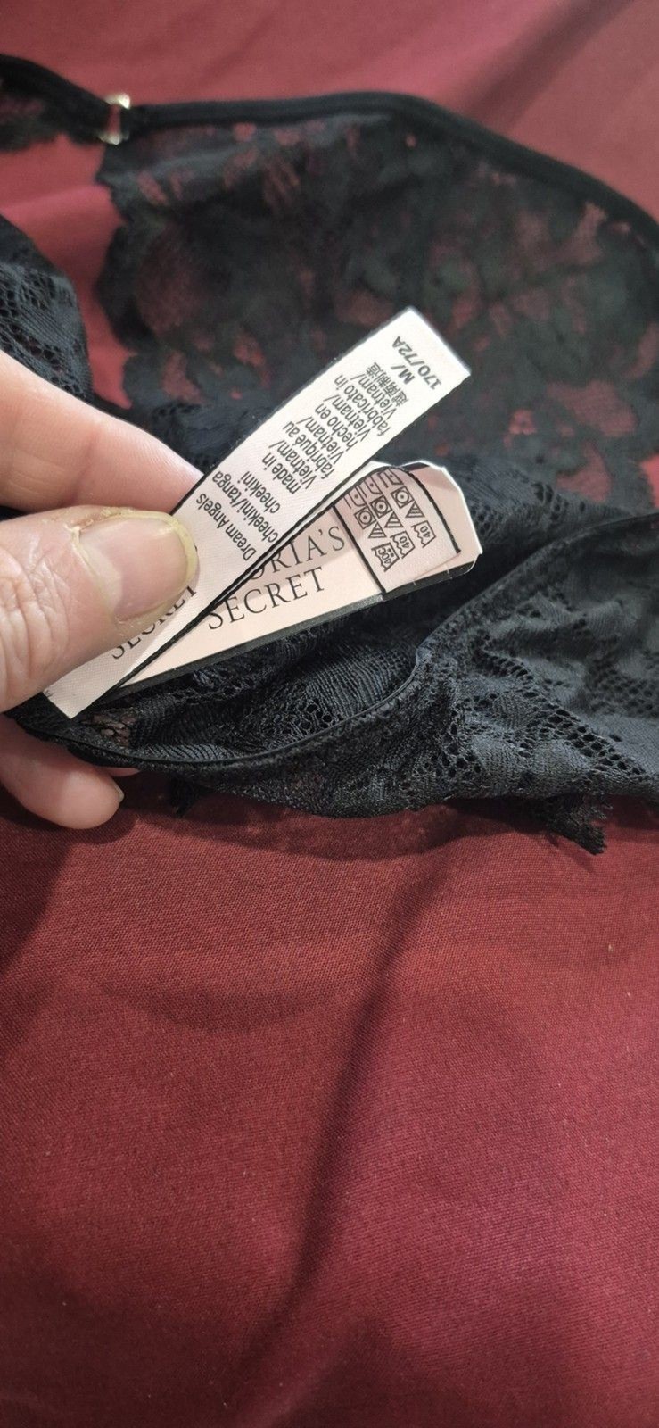 NWT Victorias Secret Medium Dream Angels Cheekini Panty Black Lace Sexy New
