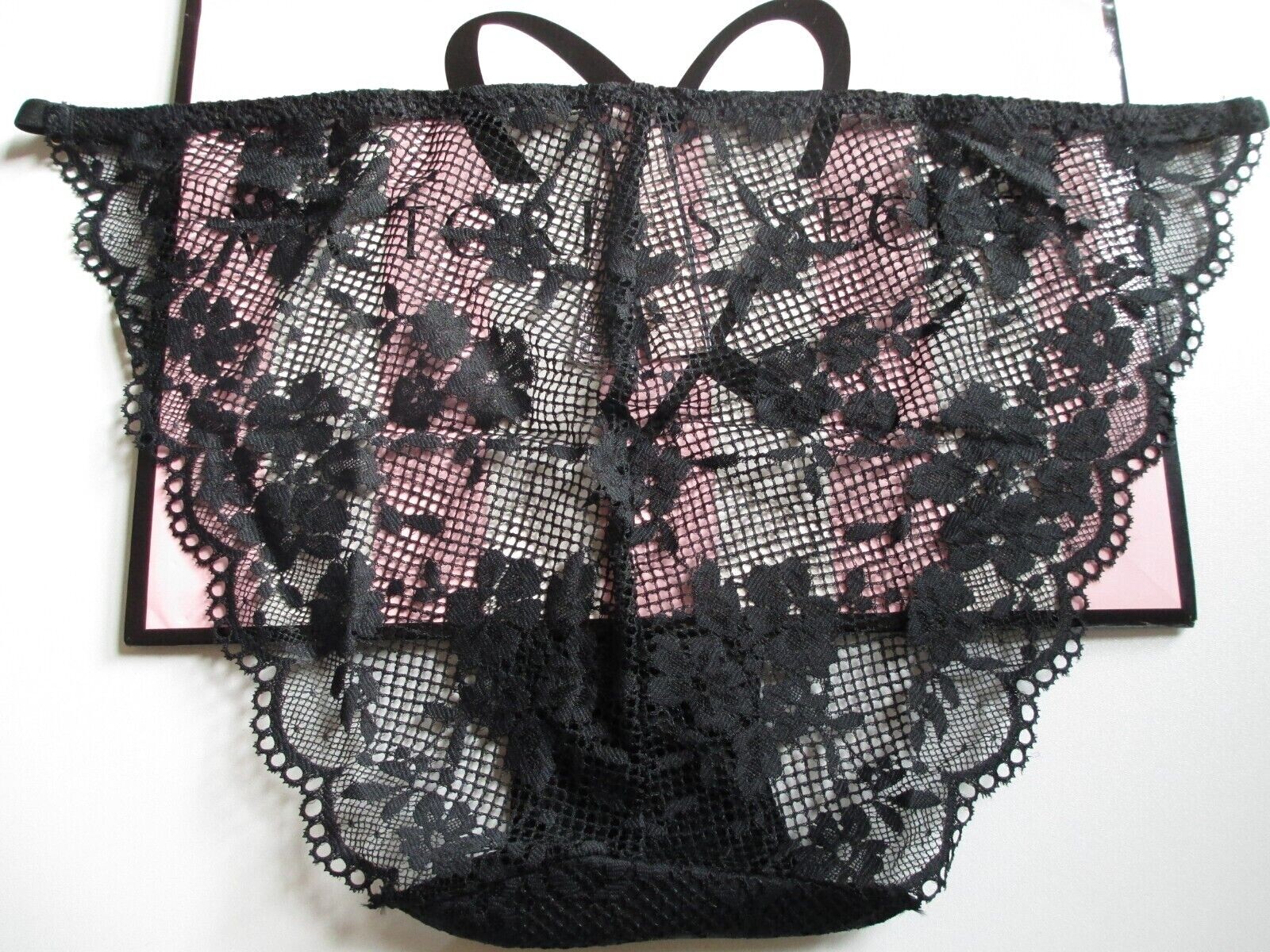VICTORIA’S SECRET DREAM ANGELS String Bikini Panty S M Black NWT Fishnet Lace VS