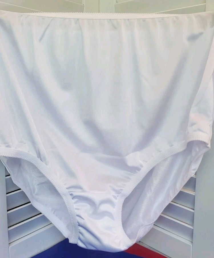 National Style 129 Nylon Brief Panties White Size 7 New 3 Pack