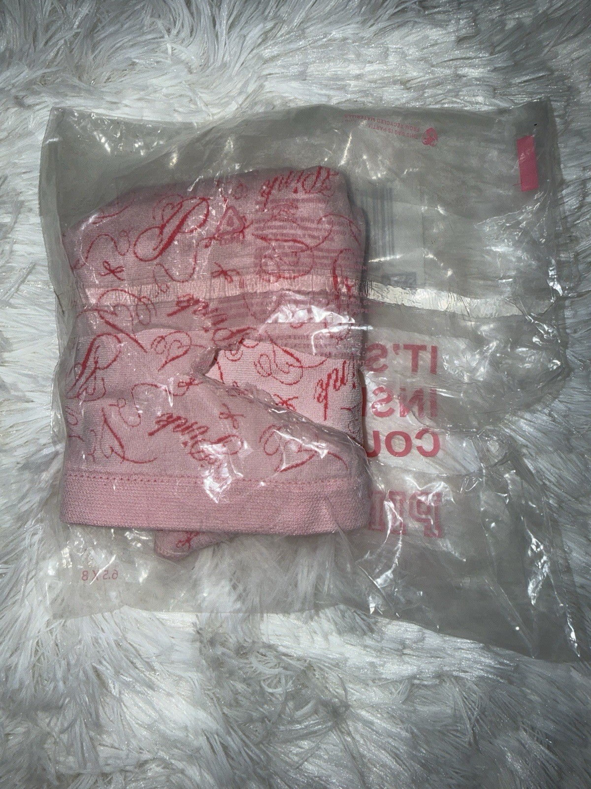 NWT VICTORIAS SECRET PINK XL RED HEART SEAMLESS HIPHUGGER PANTIES LOGO SCRIPT VS