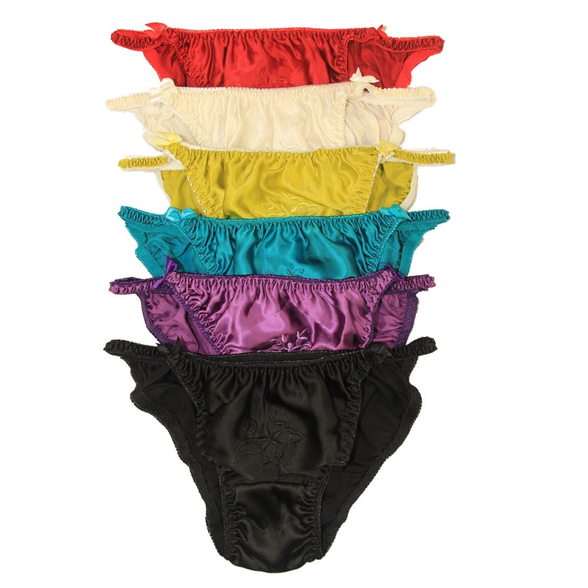 Natural Silk Women’s String Bikinis Panties W/ Cotton Crotch Economic (Pack o…