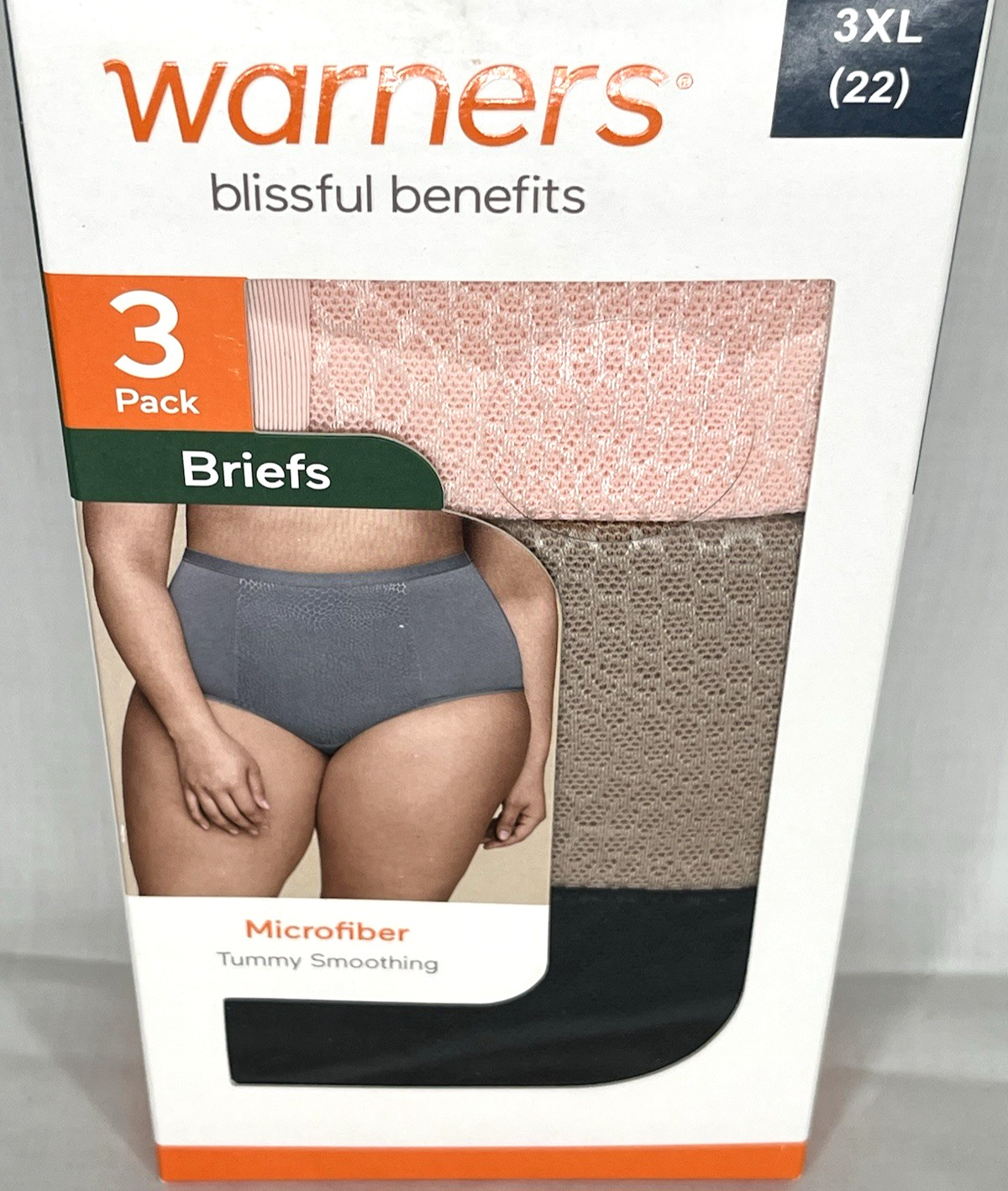Warners Women’s Briefs SZ 3XL 3-Pk Tummy Smoothing Microfiber Blissful Benefits