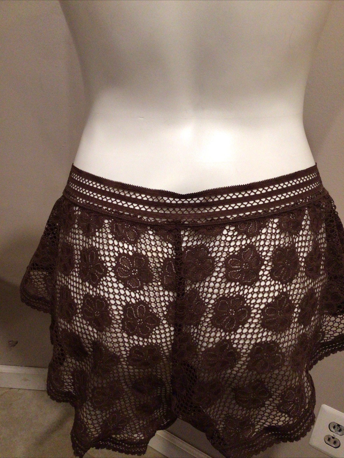 Aerie Brown Floral Lace Boy shorts Panty Size XL New With Tag