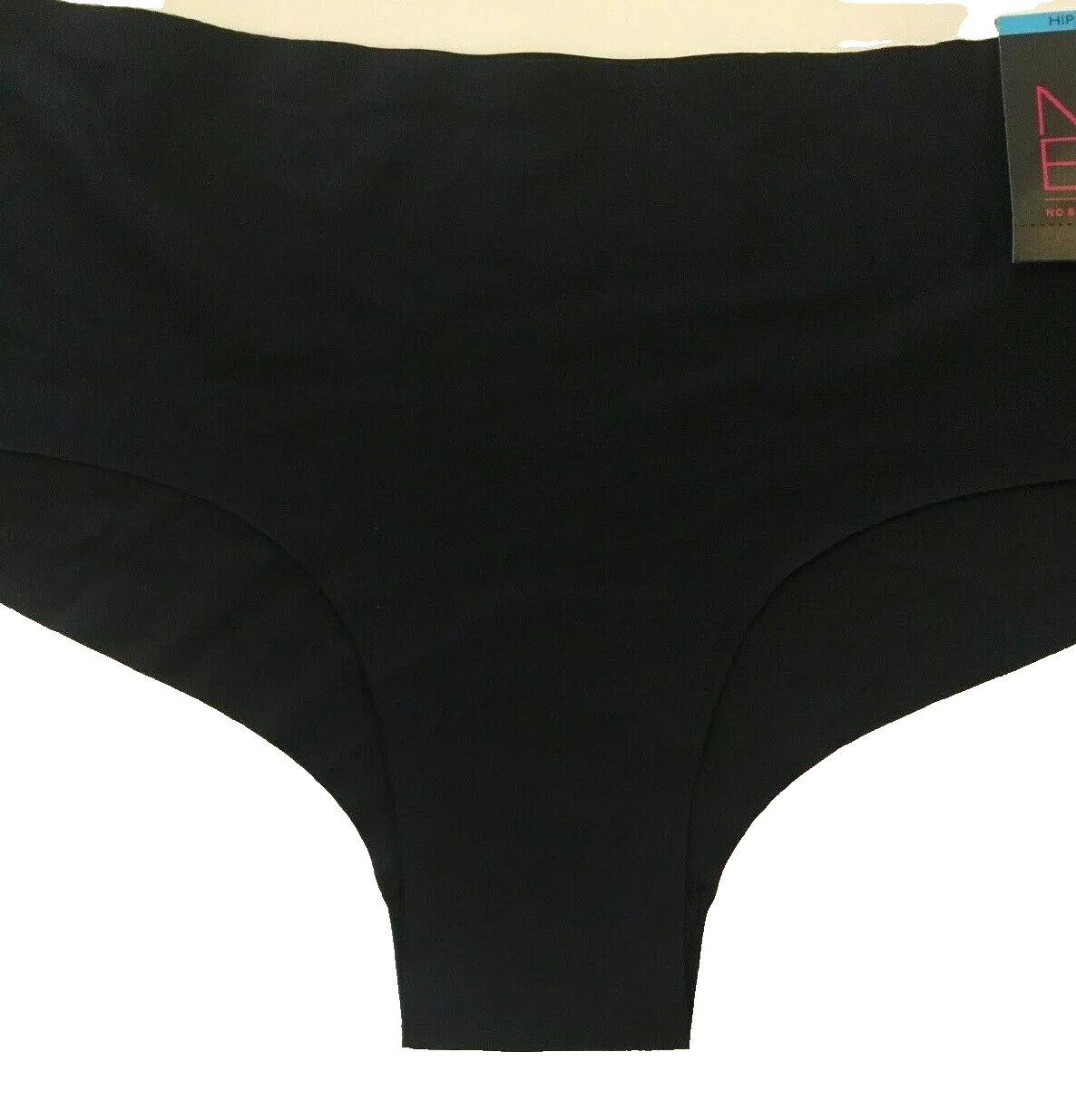 Black Laser Cut Hipster Style Panties Size L Solid Color Smooth Nylon Spandex