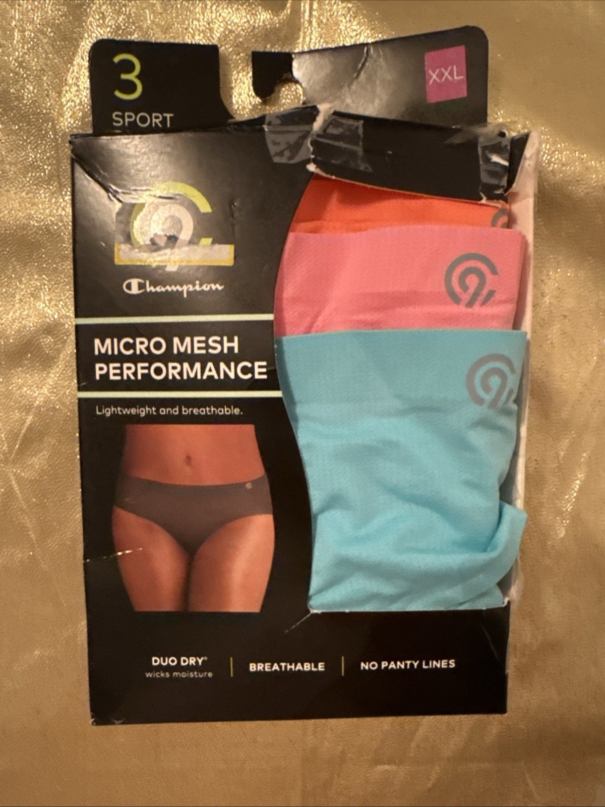 NWT 3 Pack Champion Micro Mesh Performance Sport Brief Panties Size XXL 16-18
