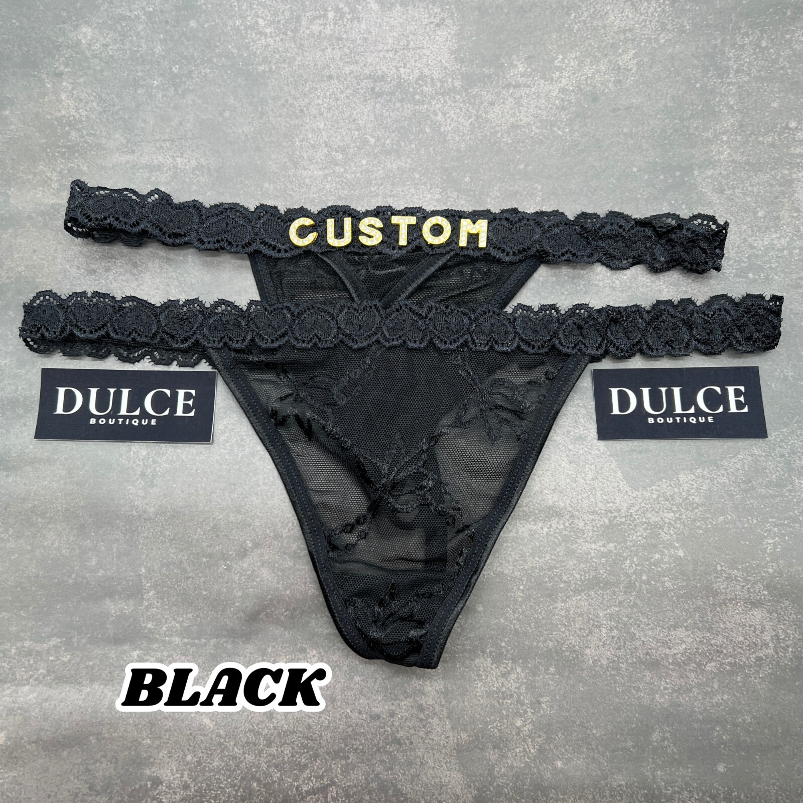 Personalised Lace Thong With Jewellery Silver Crystal Custom Letter Name Thong