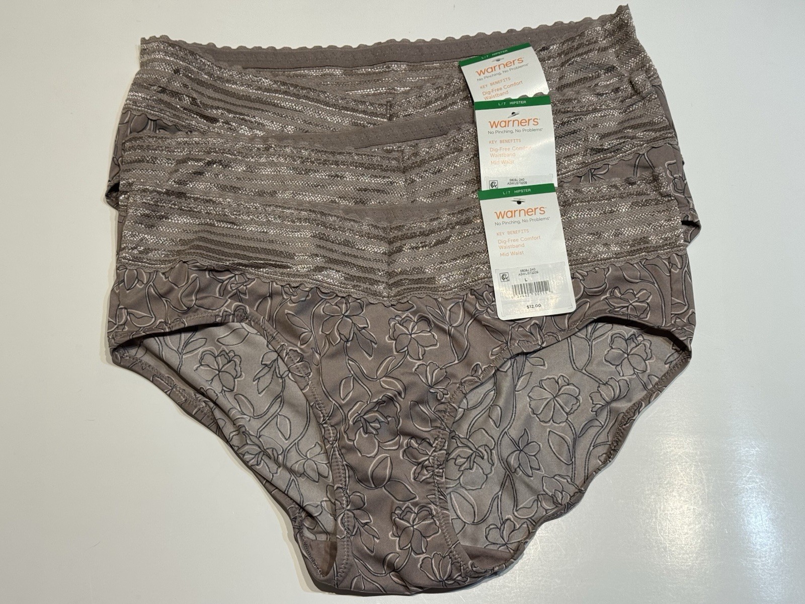 NWT 3 Warners No Pinching, No Problems Hipster Microfiber Panties 5609J Size L 7
