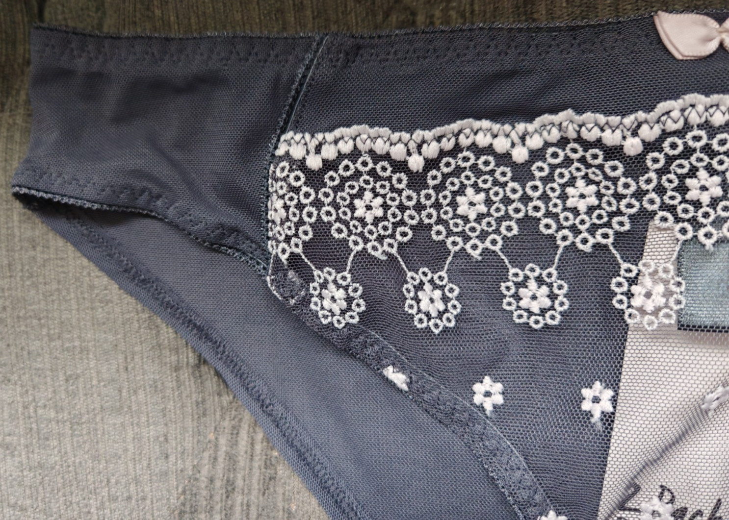 M&S Limited Grey & White Brazilian Knickers Size 12