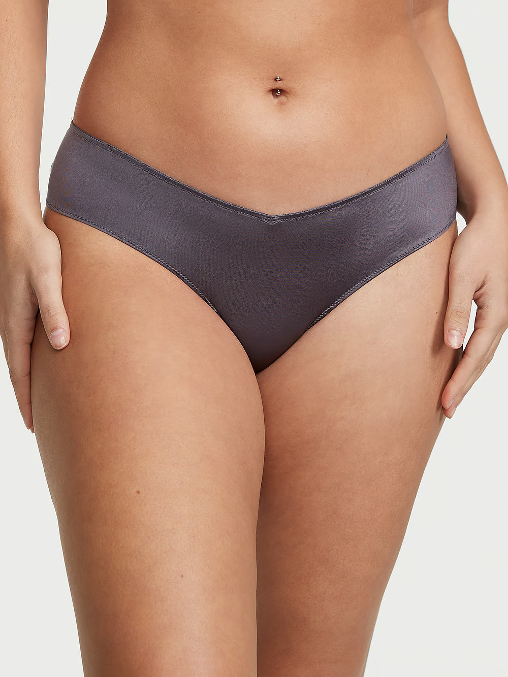 L Dark Grey Strappy Back Satin HighLeg Very Sexy Cheeky Victorias Secret Panty