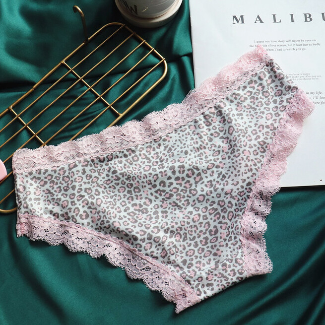 5PCS/LOT Womens Sexy Panties Brief Leopard Print Lace Underwear Lingerie Hipster