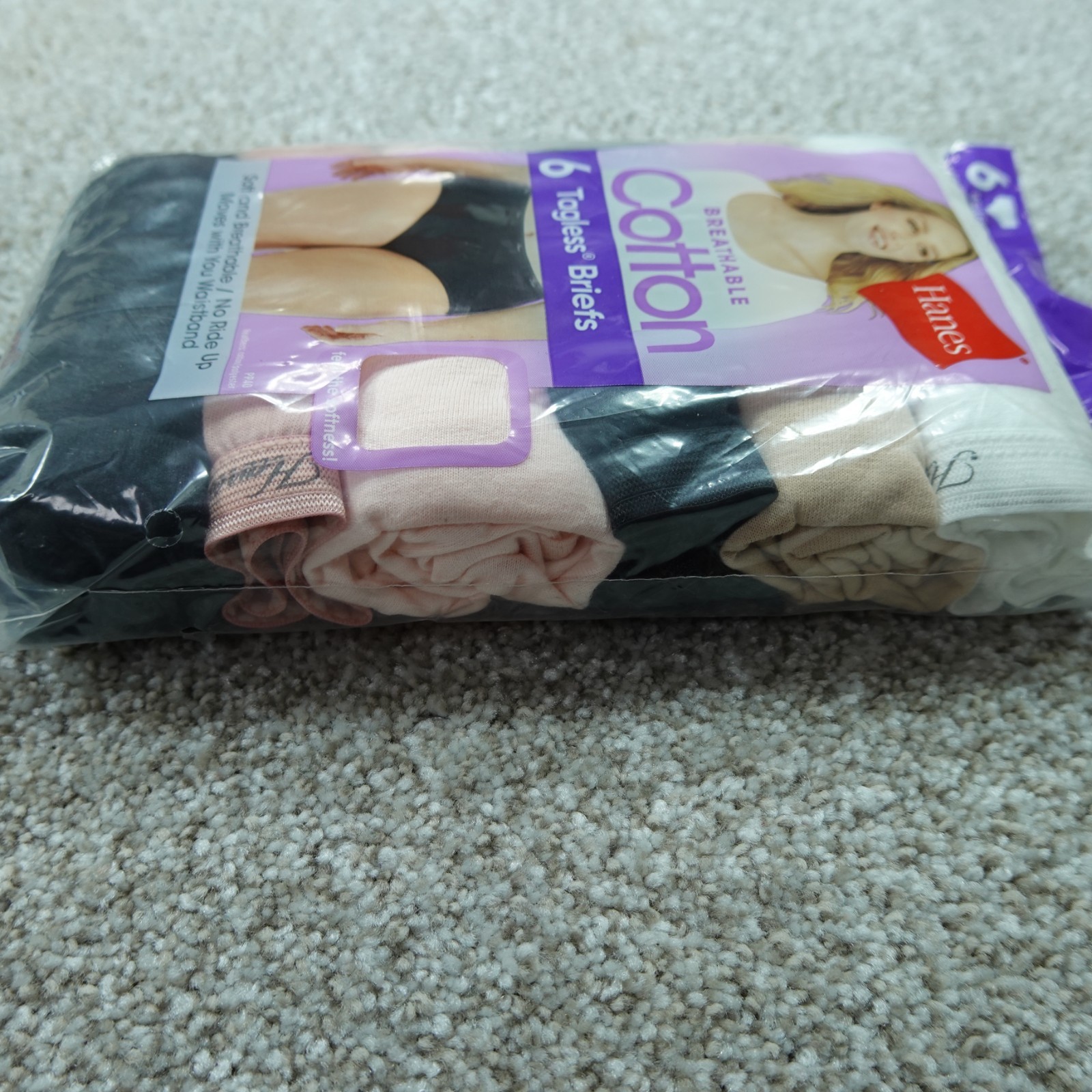 Hanes Underwear Womens 7 Large Briefs Solid Breathable Cotton Tagless 6 Pairs