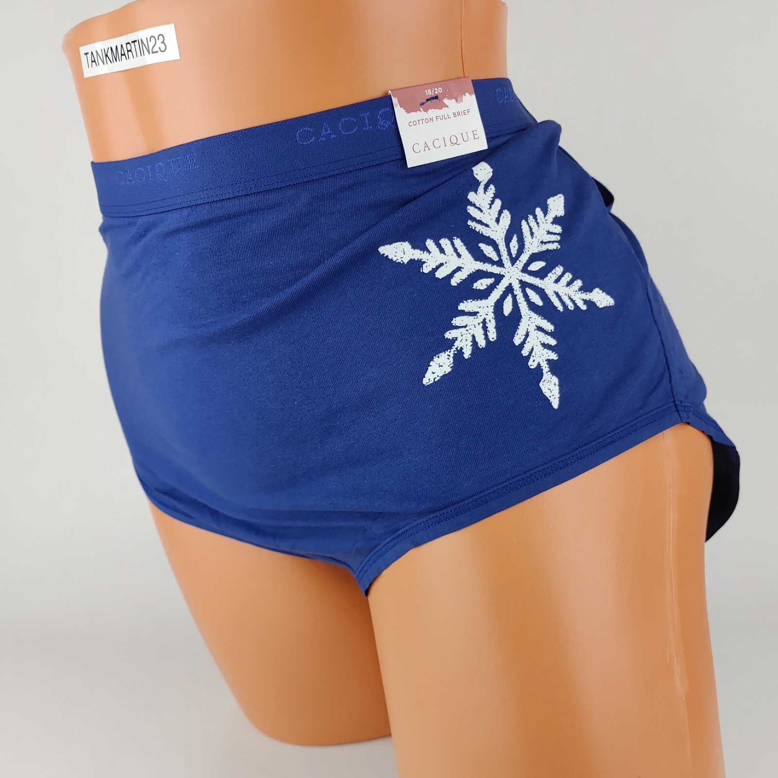 Lane Bryant Cacique Cotton Full Brief Panty Panties 18/20 White Snowflake Blue