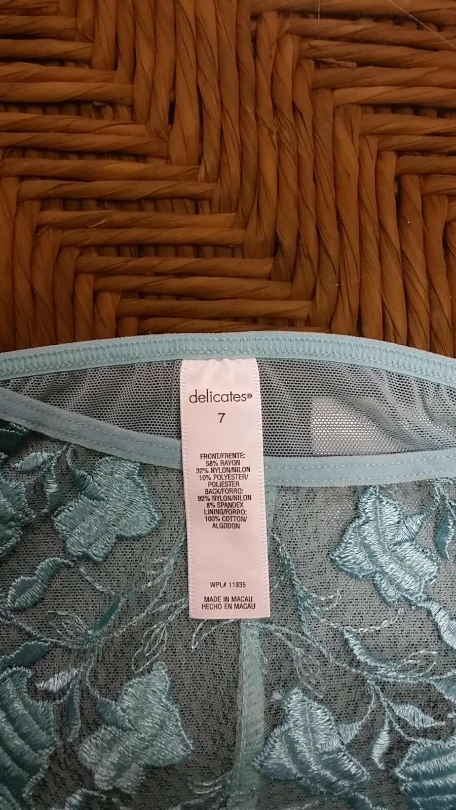 Vintage Delicates Green Mist String Bikini Panties, Size 7, Soft, Silky