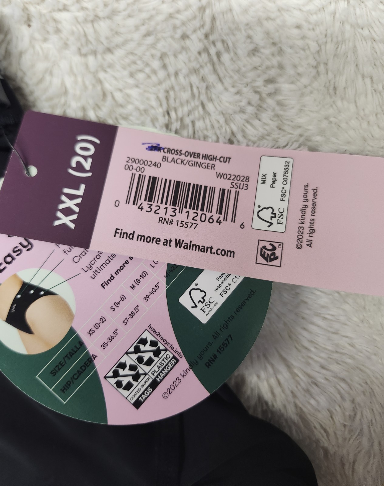 • NWT Kindly Yours So Comfy Cross-over Hi-Cut Panty Size XXL Black