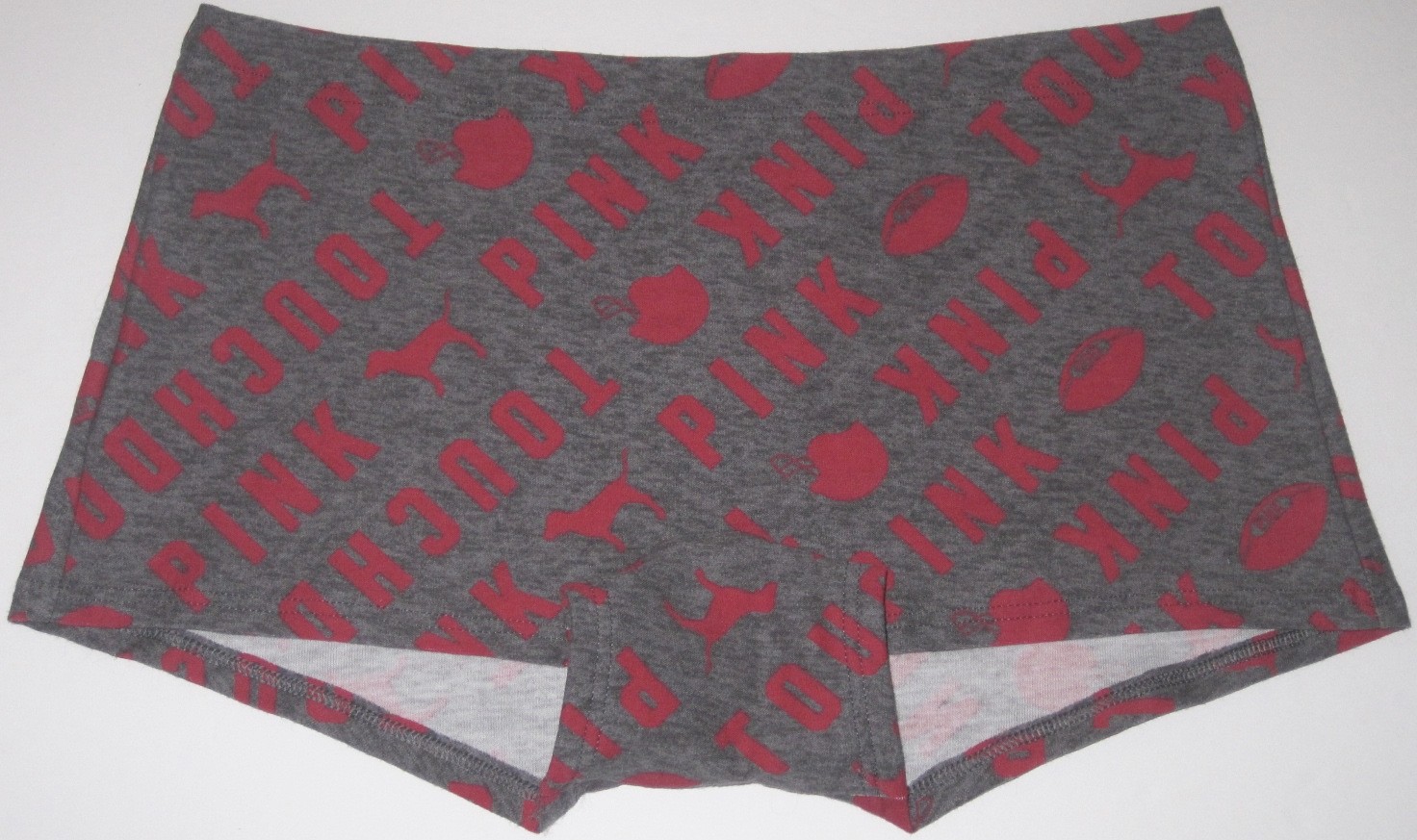 NWT VICTORIA’S SECRET PINK GRAY RED TOUCHDOWN FOOTBALL HELMET BOYSHORT PANTIES
