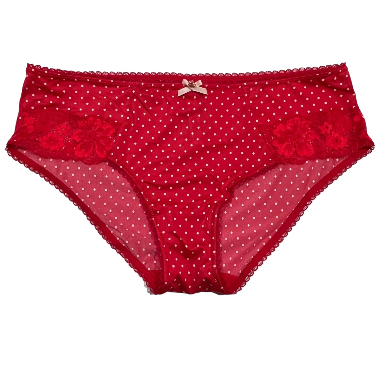 NWT VICTORIA’S SECRET Body Hiphugger Hipster Sz XS-S-M-L-XL Red Dots Silky Lace