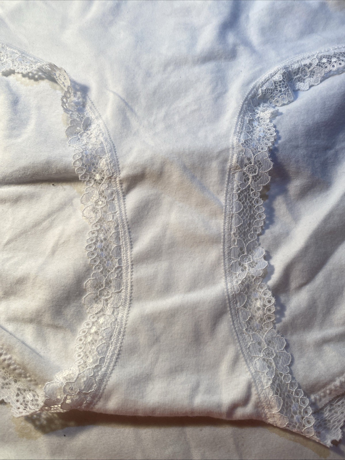 2 Jenni Intimates Lace Trim Hipster Underwear 1 White & 1 Baby Blue New W/Tag