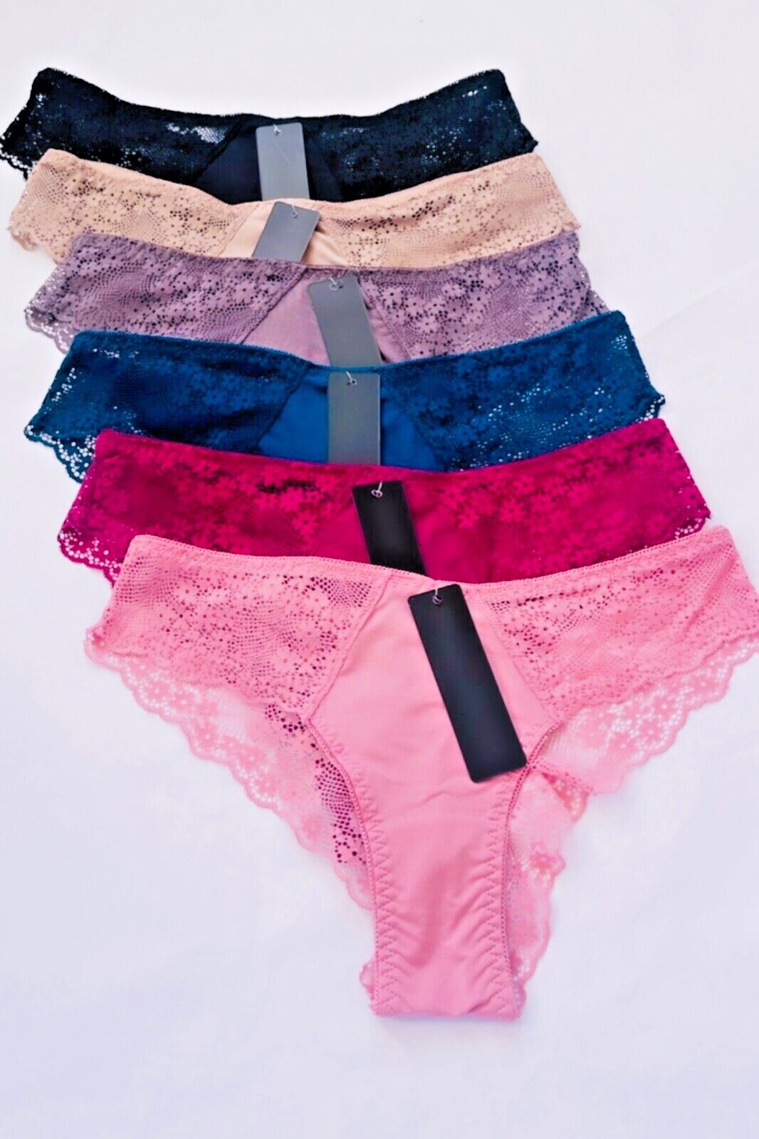 Lot 6 PRETTY SATIN Lace BIKINIS Style PANTIES Womens Underwear 68842 S M L XL