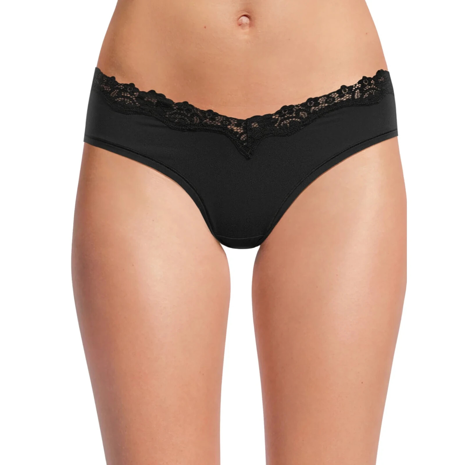 No Boundaries Women’s Body Base Hipster W Lace Panties Size LARGE Solid Black
