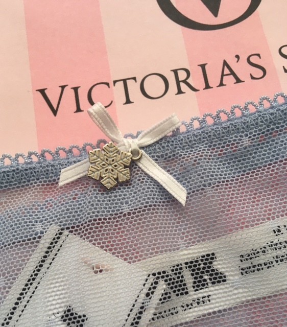 NWT VICTORIAS SECRET PINK WINK CHEEKY MESH SNOWFLAKE CHARM ICY BLUE ICE PRINCESS