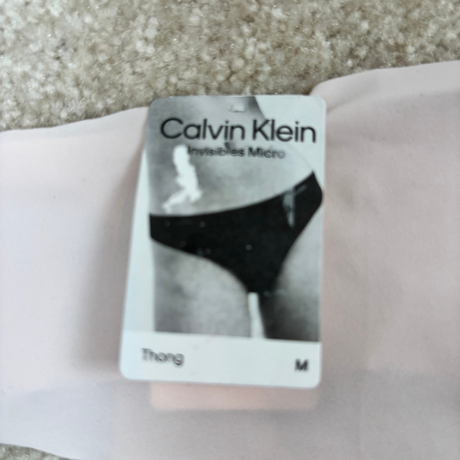 Calvin Klein Invisibles Micro Thong Pale Pink Seamless No-Show Panty Size M NEW
