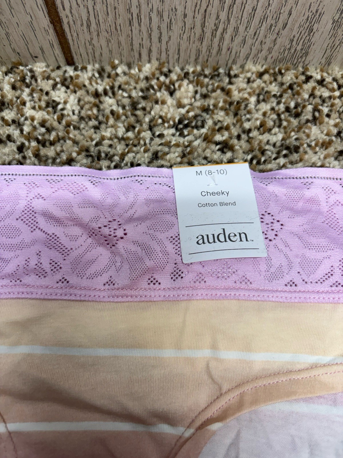 Auden Pink/Multi-Color Cotton Blend Cheeky Panty. Size: M (8-10).