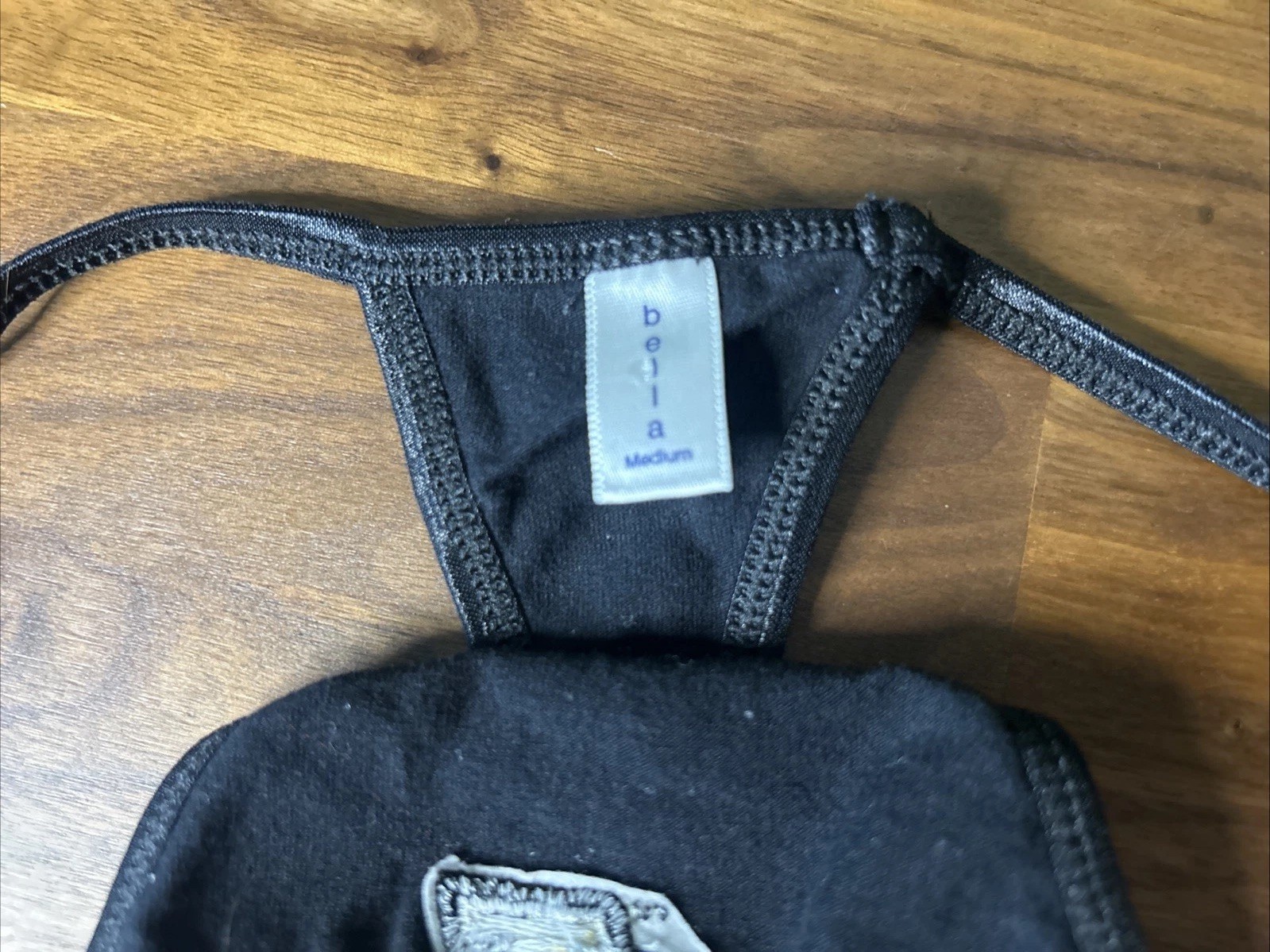 PURDUE Boilermakers College Gstring Thong Panties Low Rise Sz M Black Cotton