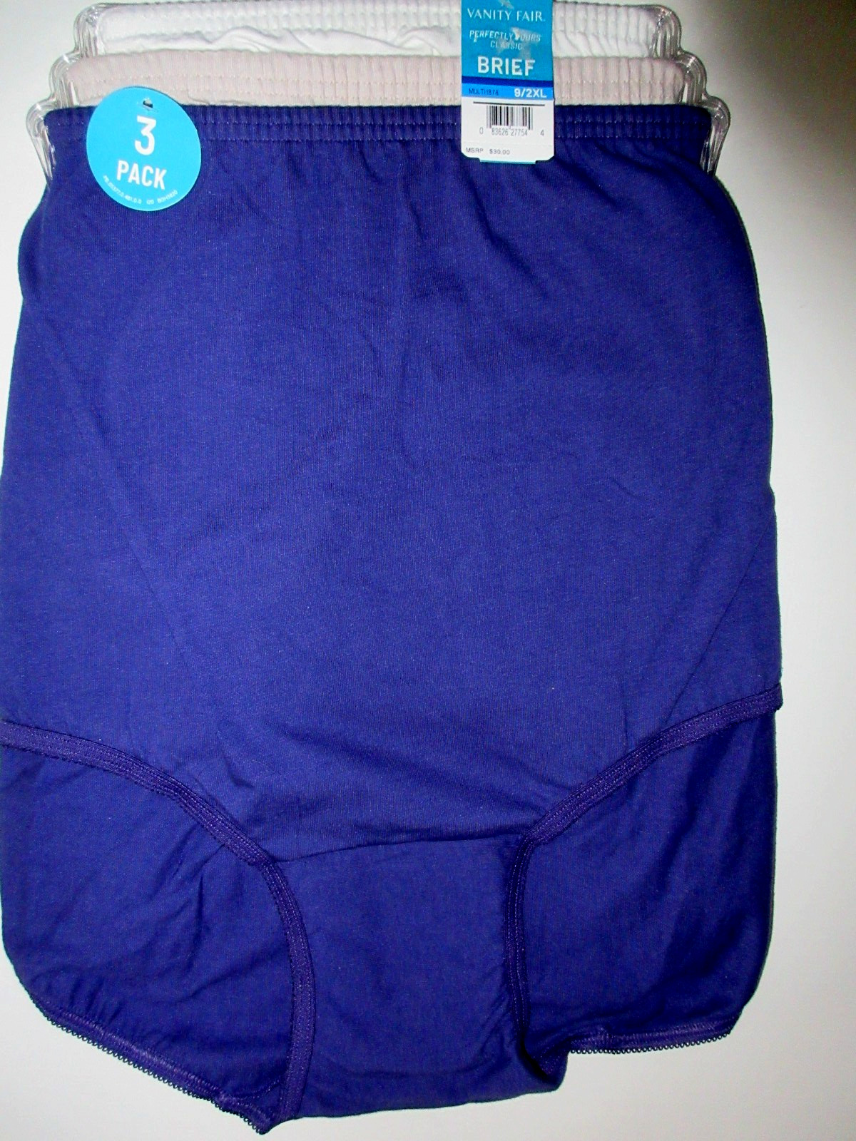 Vanity Fair 3-Pair BRIEF Perfectly Yours Classic 15320 Cotton women~ 9/2XL $33