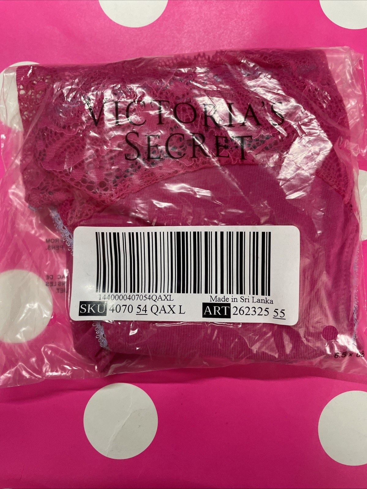 NEW 2021 Victoria’s Secret Bikini Panties Cotton Lace Front L Fuchsia Pink Panty