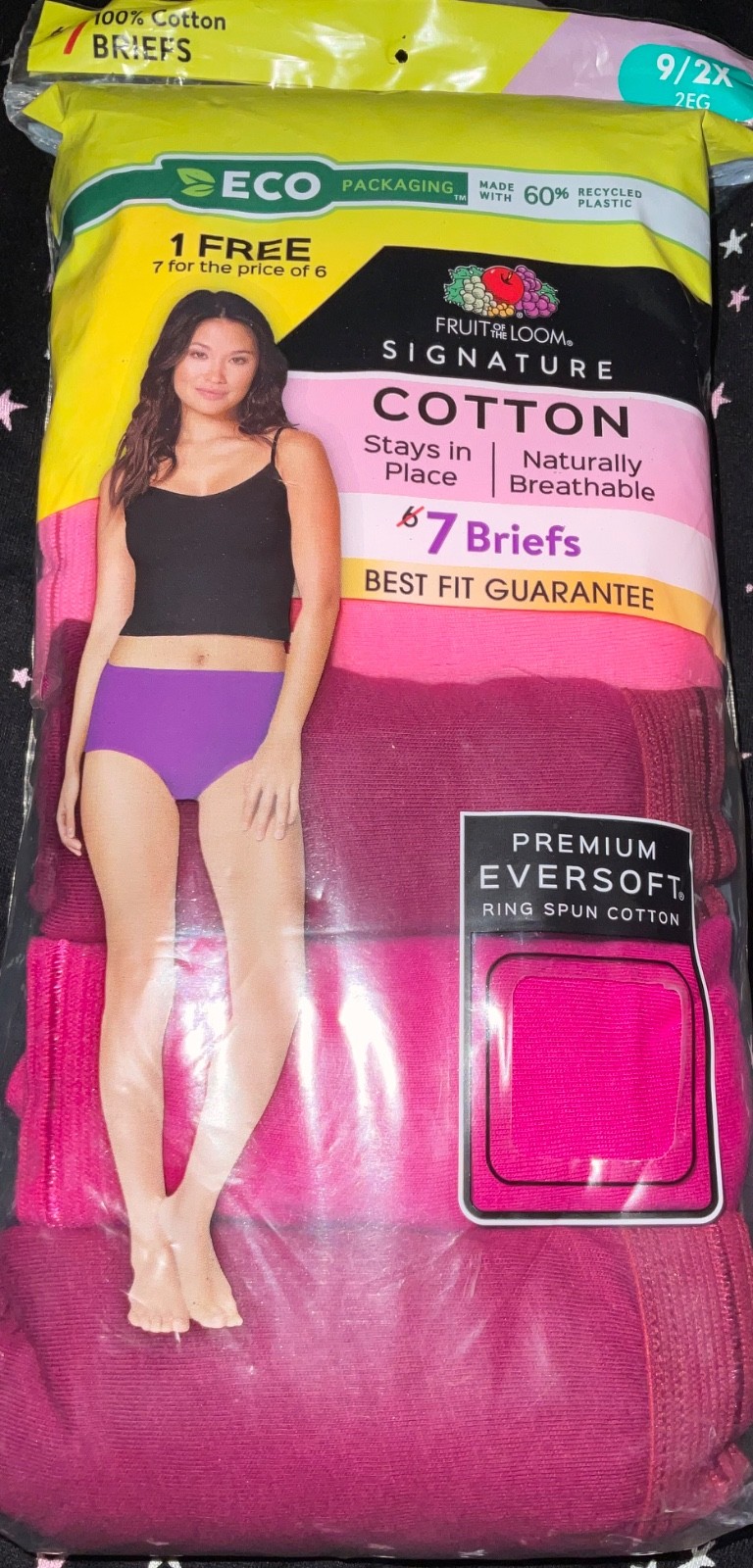 7 prs Women’s Cotton Panty Briefs Size 9 / 2X Fruit of the Loom Signature