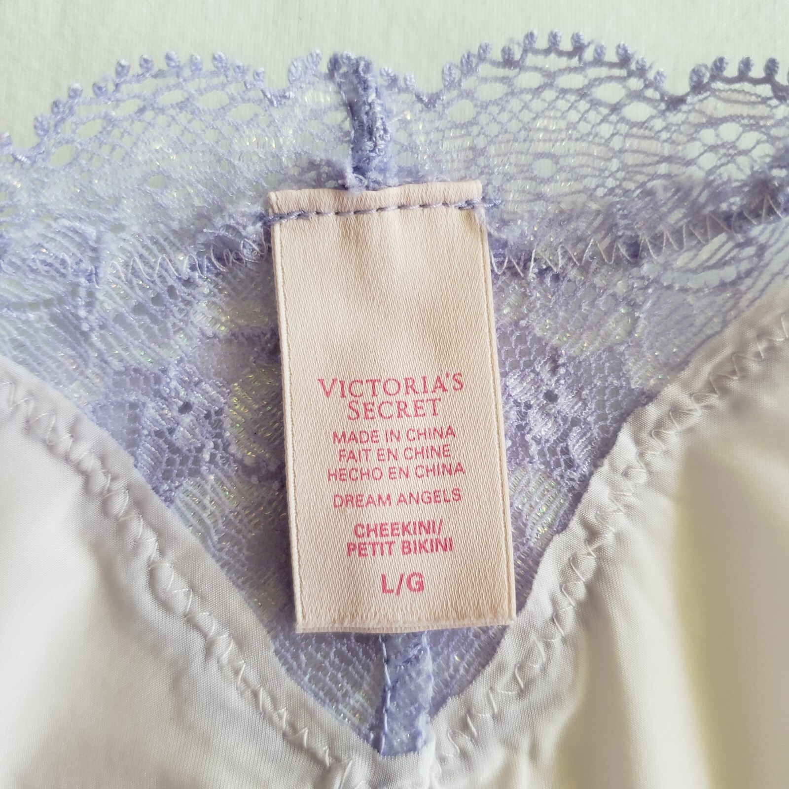 Victoria’s Secret Dream Angels Cheekini Large Purple Ivory Soft Satin Lace