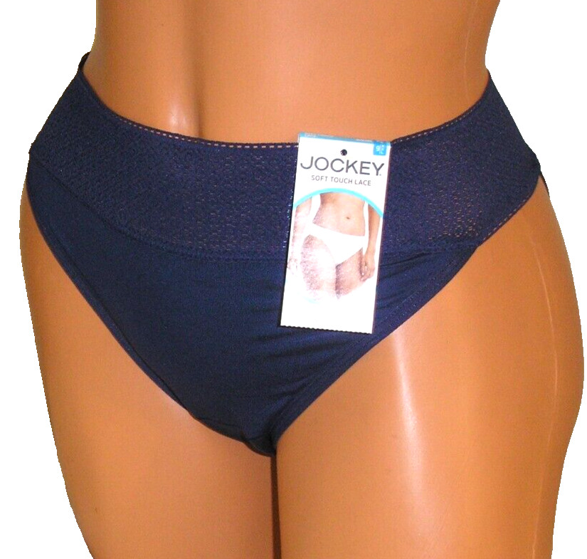 Jockey Soft Touch Lace Trim Blue Bikini Panties Lingerie, Sz 9 XXL Adult Gift