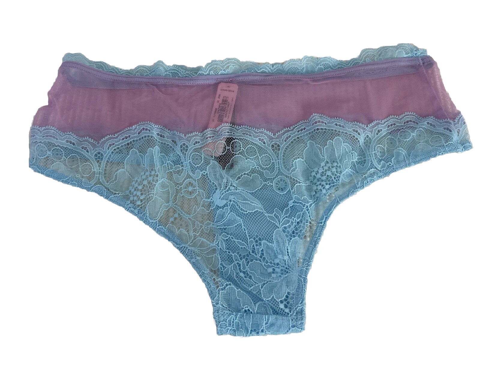 Victoria’s Secret Lace Trimmed Cheeky Panty Blue Purple Small NWT