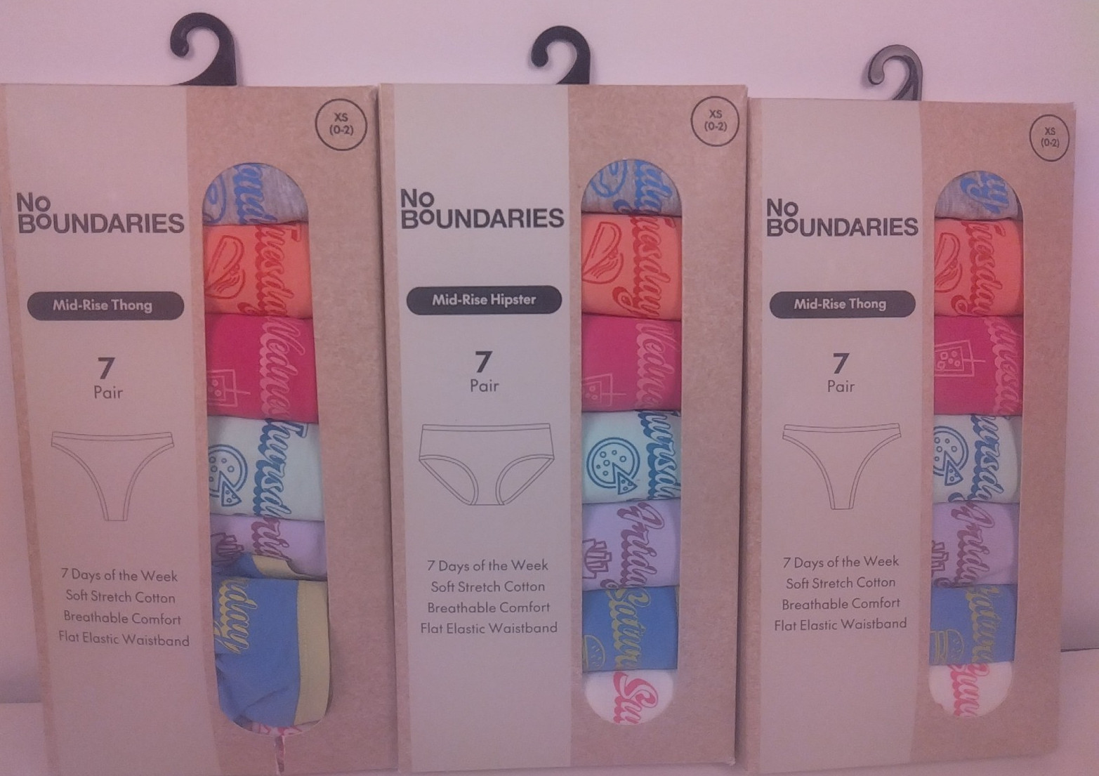 No Boundaries Mid-Rise Hipsters/Thongs Size XS(0-2) – New (Lot Of 3)
