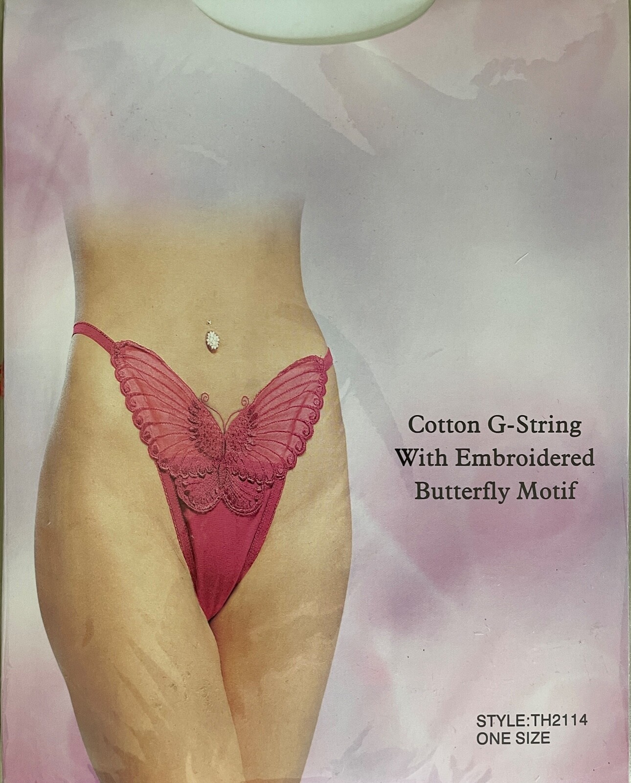Beautiful Sexy Cotton G-String With Embroidered Butterfly Motif, Red Knickers