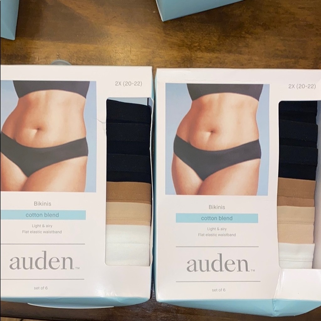 Auden Cotton Blend Bikini 2 Packs of 6- Black, Tan, White