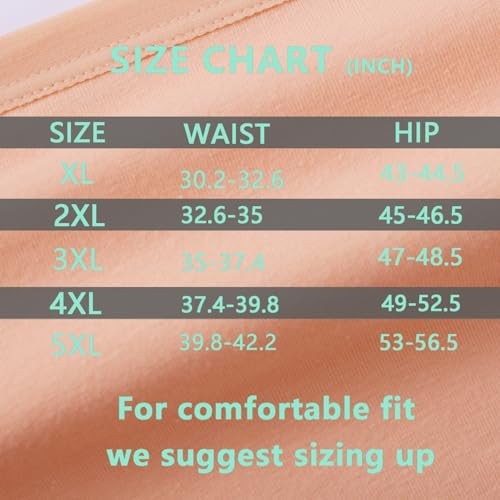 Womens Underwear Cotton Plus Size Briefs XL-5XL 4X-Large 4 Pack Cotton Briefs