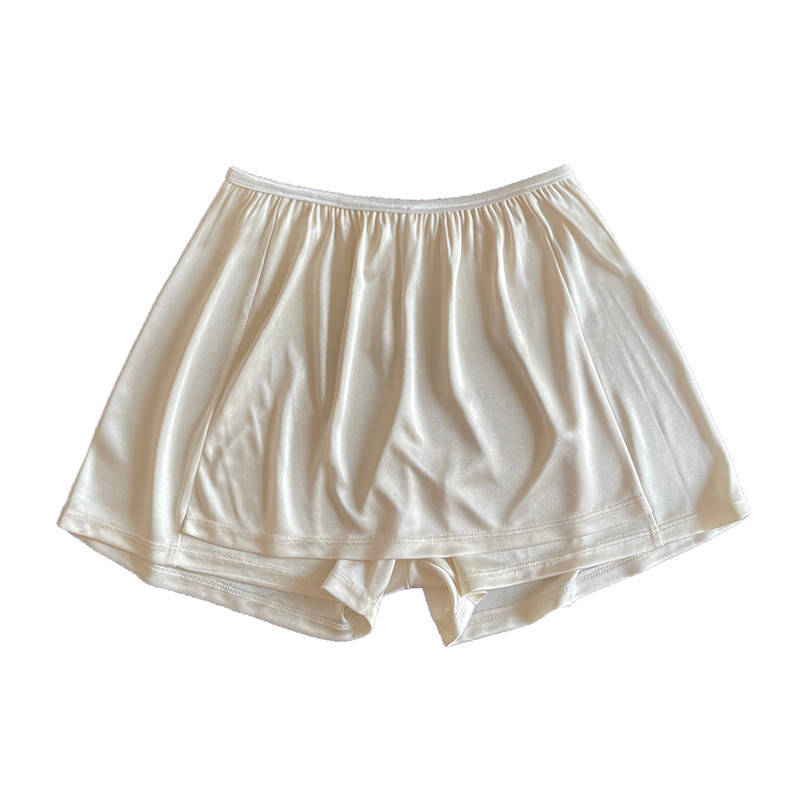 Lady Satin Faux Silk Shorts Underwear Safety Petticoat Seamless Culottes Soft