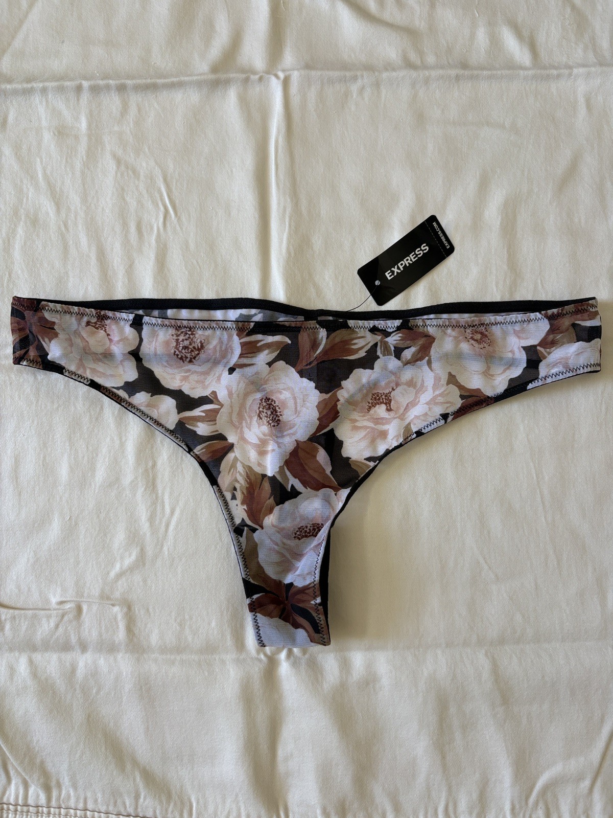 Express Thong Mesh Floral Women’s Large New with Tag