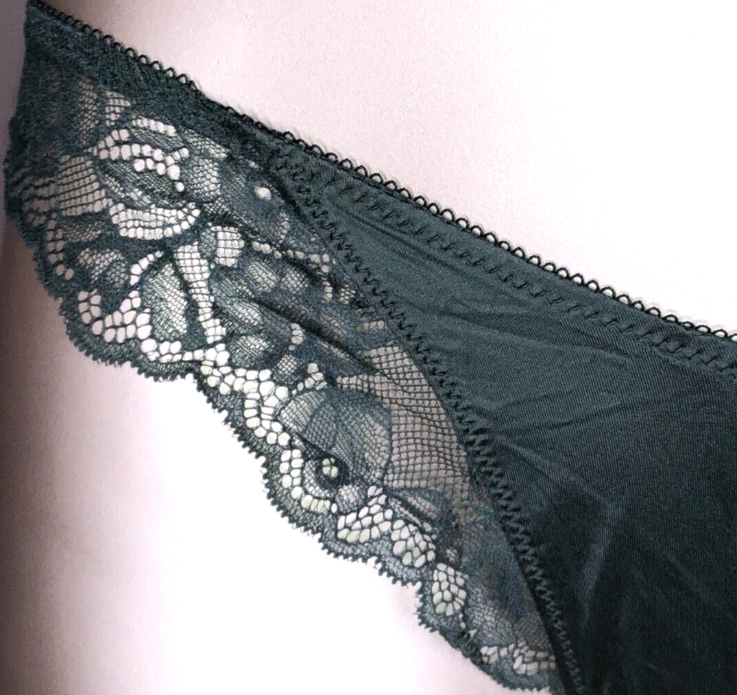 Victoria’s Secret Very Sexy NWT XL Green Lace Trim High Leg Thong Panty