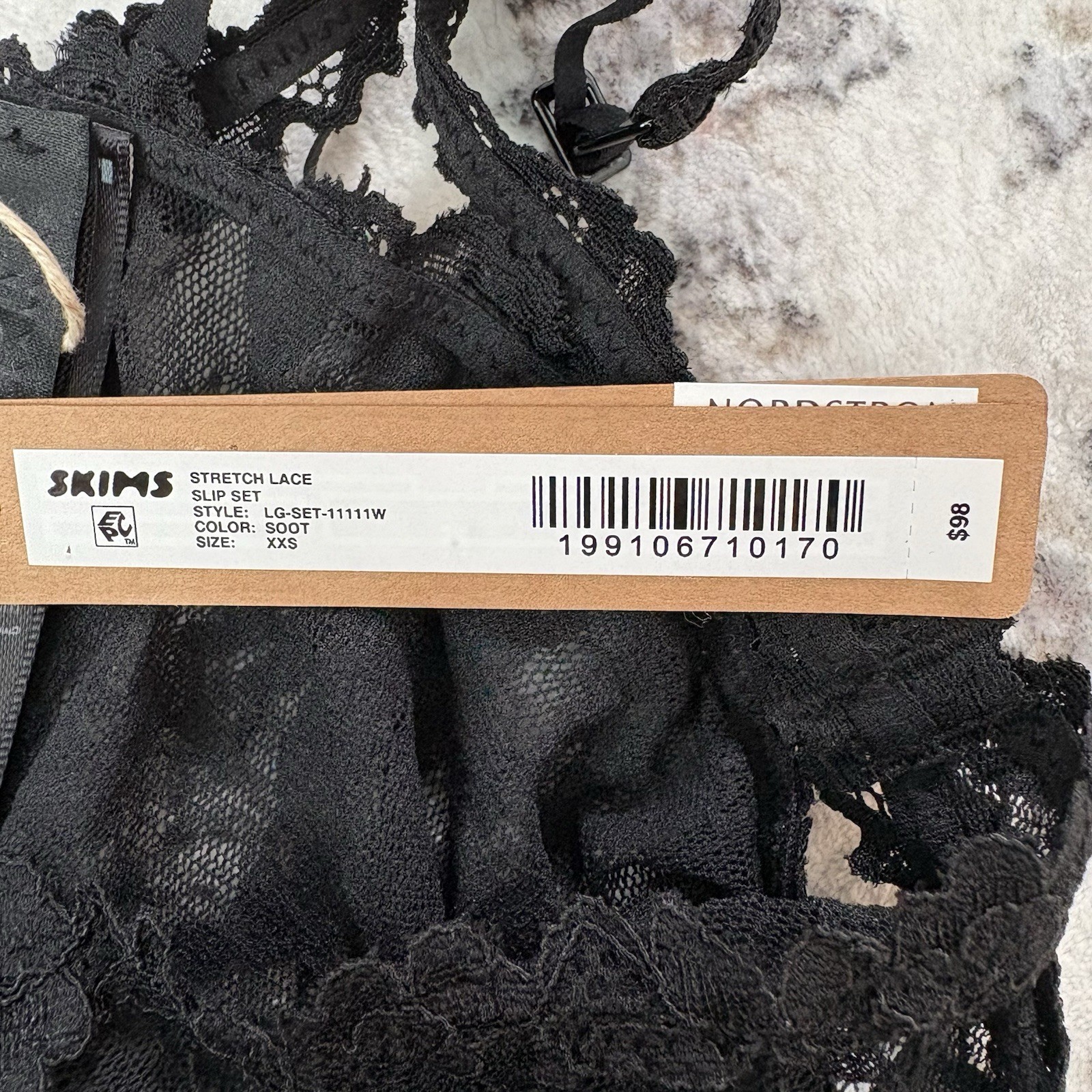 Skims STRETCH LACE SLIP AND THONG SET Black Size: XXS NWT