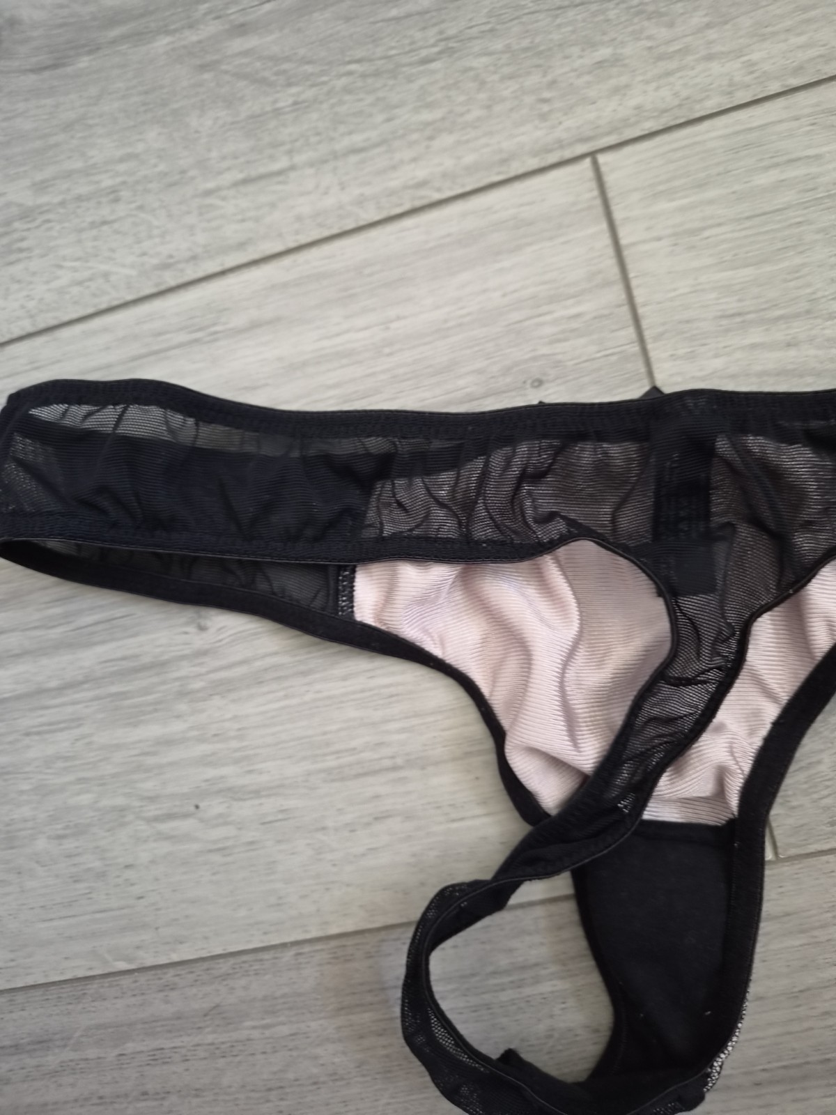 BNWOT Ann Summers Black & Nude Lace Overlay Thong Size 10-14